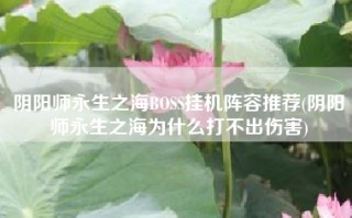 阴阳师永生之海BOSS挂机阵容推荐(阴阳师永生之海为什么打不出伤害)