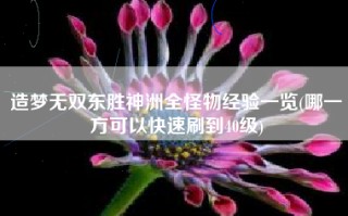 造梦无双东胜神洲全怪物经验一览(哪一方可以快速刷到40级)