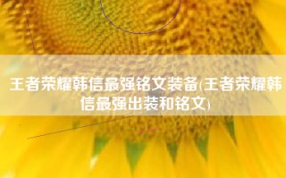 王者荣耀韩信最强铭文装备(王者荣耀韩信最强出装和铭文)