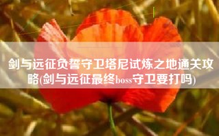 剑与远征负誓守卫塔尼试炼之地通关攻略(剑与远征最终boss守卫要打吗)