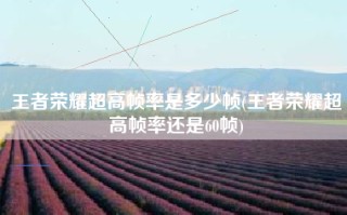 王者荣耀超高帧率是多少帧(王者荣耀超高帧率还是60帧)