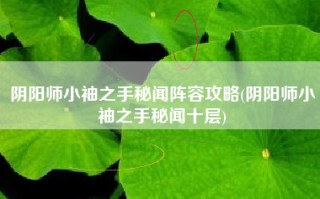 阴阳师小袖之手秘闻阵容攻略(阴阳师小袖之手秘闻十层)