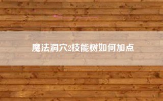魔法洞穴2技能树如何加点