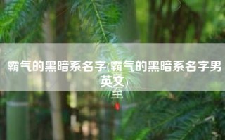 霸气的黑暗系名字(霸气的黑暗系名字男英文)