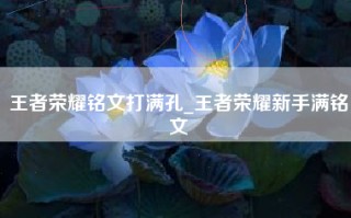 王者荣耀铭文打满孔_王者荣耀新手满铭文