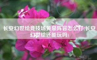 长安幻世绘竞技场黄泉阵容怎么打(长安幻世绘还能玩吗)
