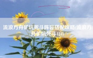 流浪方舟矿坑死斗阵容搭配攻略(流浪方舟矿坑死斗184)