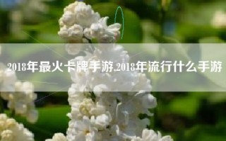 2018年最火卡牌手游,2018年流行什么手游