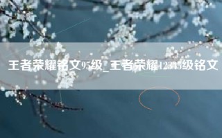 王者荣耀铭文95级_王者荣耀12345级铭文