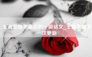 王者荣耀更新后的一级铭文_王者荣耀下一次更新