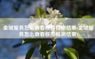 金域服务怎么查看核酸检测结果(金域服务怎么查看核酸检测结果)