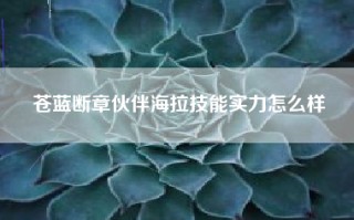 苍蓝断章伙伴海拉技能实力怎么样