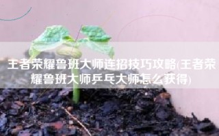 王者荣耀鲁班大师连招技巧攻略(王者荣耀鲁班大师乒乓大师怎么获得)