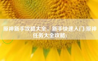 原神新手攻略大全，新手快速入门(原神任务大全攻略)
