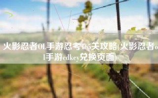 火影忍者OL手游忍考165关攻略(火影忍者ol手游cdkey兑换页面)
