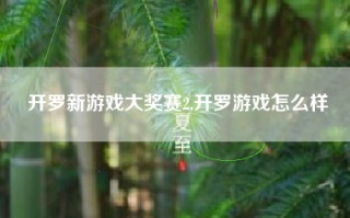 开罗新游戏大奖赛2,开罗游戏怎么样