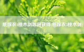 纸嫁衣4桃木剑如何获得(纸嫁衣3桃木剑)