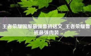 王者荣耀国服最强鲁班铭文_王者荣耀鲁班最强肉装