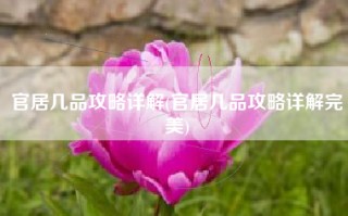 官居几品攻略详解(官居几品攻略详解完美)