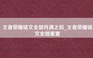 王者荣耀铭文全部升满之后_王者荣耀铭文全部重置