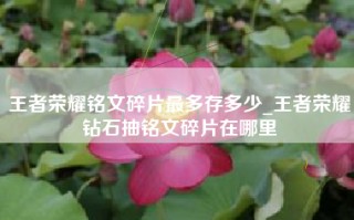 王者荣耀铭文碎片最多存多少_王者荣耀钻石抽铭文碎片在哪里