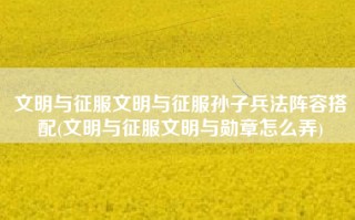 文明与征服文明与征服孙子兵法阵容搭配(文明与征服文明与勋章怎么弄)