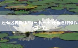还有这种操作2第三十三关(还有这种操作2第32关)