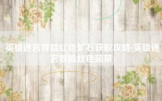 英雄迷宫冒险红色矿石获取攻略(英雄迷宫冒险红色蔬菜)