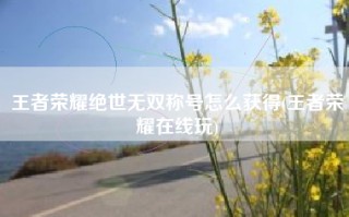 王者荣耀绝世无双称号怎么获得(王者荣耀在线玩)