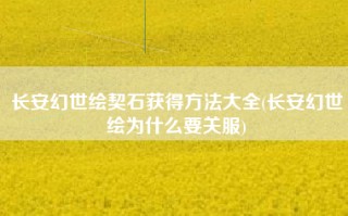 长安幻世绘契石获得方法大全(长安幻世绘为什么要关服)