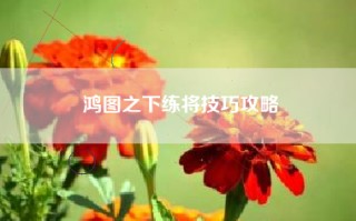 鸿图之下练将技巧攻略