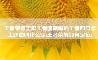 王者荣耀无限王者团献唱的王者四周年主题曲叫什么呢(王者荣耀如何定位)