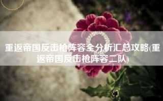 重返帝国反击枪阵容全分析汇总攻略(重返帝国反击枪阵容二队)