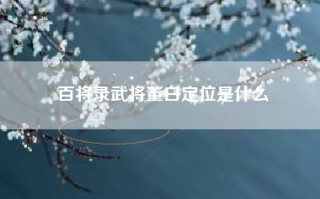 百将录武将董白定位是什么