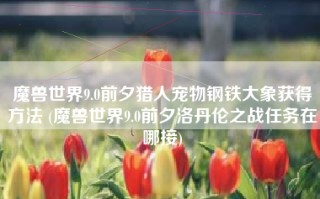 魔兽世界9.0前夕猎人宠物钢铁大象获得方法 (魔兽世界9.0前夕洛丹伦之战任务在哪接)