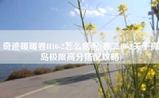 奇迹暖暖卷II10-2怎么搭配(卷二10-2关于孤岛极限高分搭配攻略)