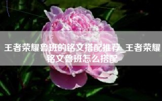 王者荣耀鲁班的铭文搭配推荐_王者荣耀铭文鲁班怎么搭配