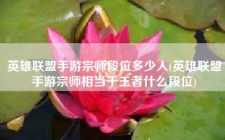 英雄联盟手游宗师段位多少人(英雄联盟手游宗师相当于王者什么段位)