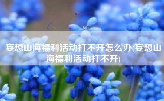 妄想山海福利活动打不开怎么办(妄想山海福利活动打不开)