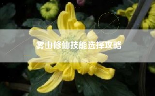 雾山修仙技能选择攻略