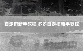自走棋新手教程(多多自走棋新手教程)