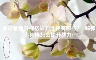 解神者提升神格战力途径有哪些？ (解神者神格怎么提升战力)