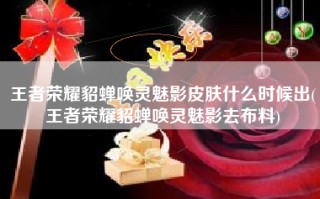 王者荣耀貂蝉唤灵魅影皮肤什么时候出(王者荣耀貂蝉唤灵魅影去布料)