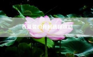 苍蓝誓约开局选择攻略