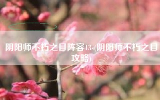 阴阳师不朽之目阵容13s(阴阳师不朽之目攻略)