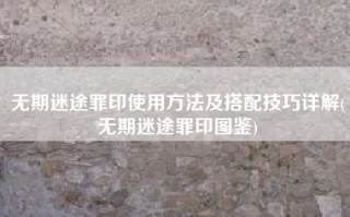 无期迷途罪印使用方法及搭配技巧详解(无期迷途罪印图鉴)