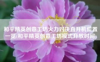 和平精英创意工坊火力对决直升机位置一览(和平精英创意工坊模式开放时间)
