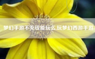 梦幻手游不充钱能玩么,玩梦幻西游手游