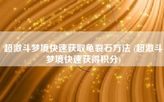 超激斗梦境快速获取龟裂石方法 (超激斗梦境快速获得积分)