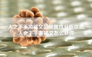一人之下手游铭文品级属性分析攻略(一人之下手游铭文怎么获得)